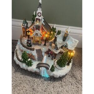Cracker Barrel Light Up Moving Fiber Optic Village In Box Christmas Decor w/ Box